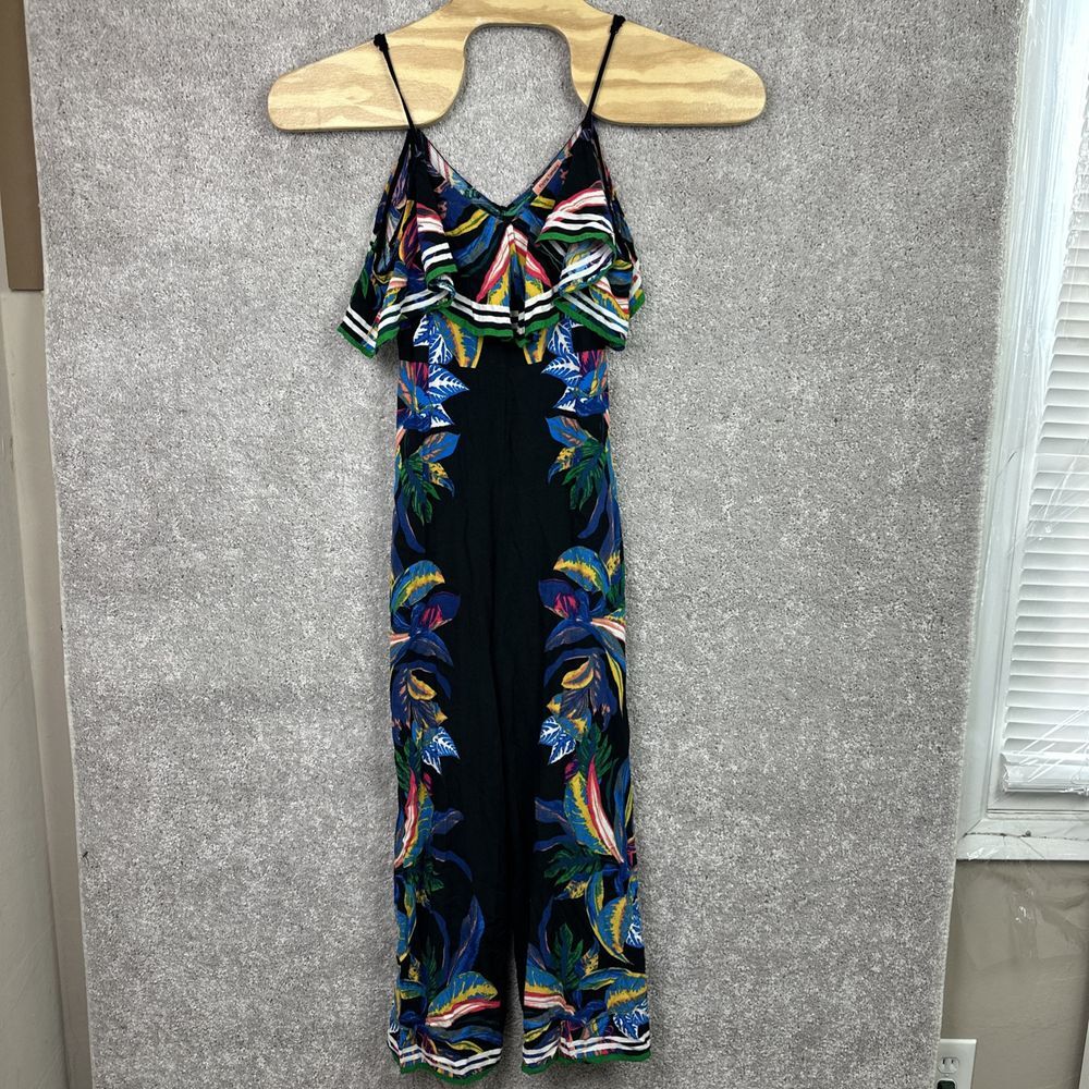 Flying Tomato Jumpsuit Womens Small‎ Multicolor Tropical Ruffle Wide Leg